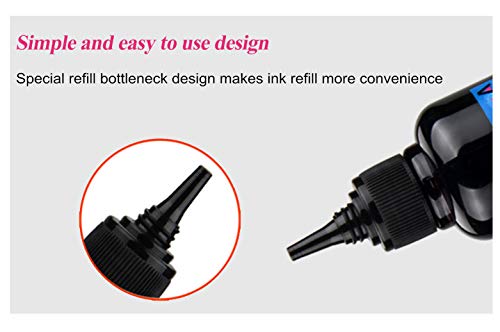 Aomya Ink Refill Kit 100ml for HP 67 61 65 60 62 63 910 920 901 902 932 933 934 940 952 94 95 96 Inkjet Printer Cartridges Refillable Ink Cartridges CIS CISS System 4 Color Set with 4 Syringes - size: BK/CMY