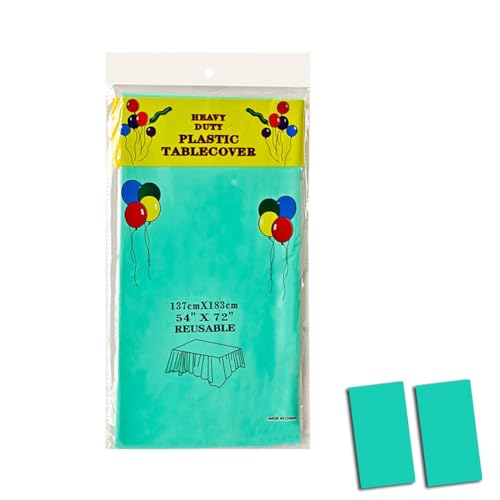 2 Pcs Ice Green Plastic Tablecloths Disposable Plastic Table Covers Cloths BBQ Picnic Birthday Wedding Oil-Proof Waterproof Table Cloth Light Weight Thin Green Covers 54 x 108 in - color: Ice Green