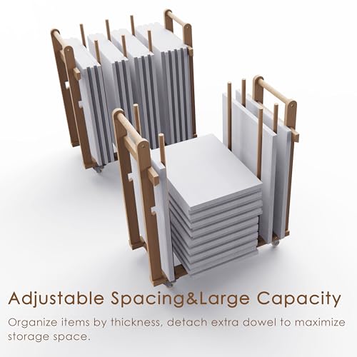 Art Storage Rack, Art Canvas Storage, Art Drying Rack, Canvas Boards Rack Art Storage with Handle & Caster Wheels for Drawing Board, Panel, Paper Pad for Art Studios, Artworks, Gallery - size: 12.5"D x 28.7"W x 32.5"H
