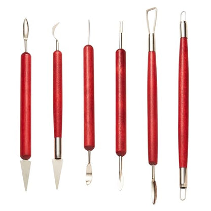 6 Pcs Clay Sculpting Tools for Air Dry & Polymer Clay, 6pc Pottery Tools | Set for Modeling Clay, Ceramics & Wax Carving, Stainless Steel Double Ended Kit for Sculpting, Shaping & Pottery Art - size: Pack of 6