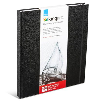 KINGART Hardcover Jumbo Sketchbook – 10.75 x 12.5 Inch, 1-Pack – 150 Sheets (68 lb / 100 GSM), Heavyweight Acid-Free Paper – Durable Smyth-Sewn Art Journal for Mixed Media