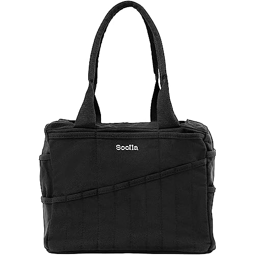 Soolla Studio Bag: Art Supply Storage Organizer & Pottery Tool Bag, Washable Tote, Yarn Bag, Crochet, 30 Pockets, 15+ Colors - color: Blackout