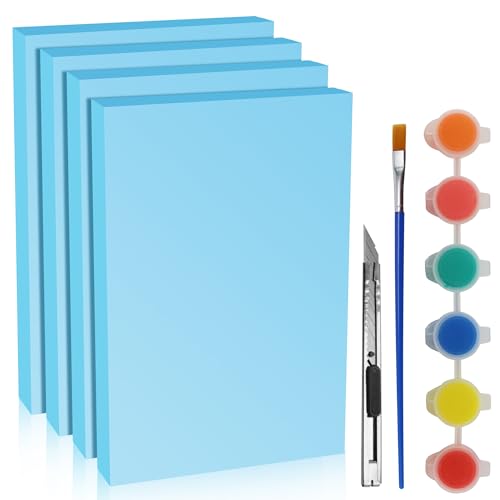 LuckyFoam Blue 4 Pack 12x7.5x1 inch Foam Sheets 1 Inch Thick | Polystyrene Rectangles XPS Foam Board Craft for Insulating DIY Modeling Art Supplies - color: blue, size: 12x7.5x1 inch 4pcs