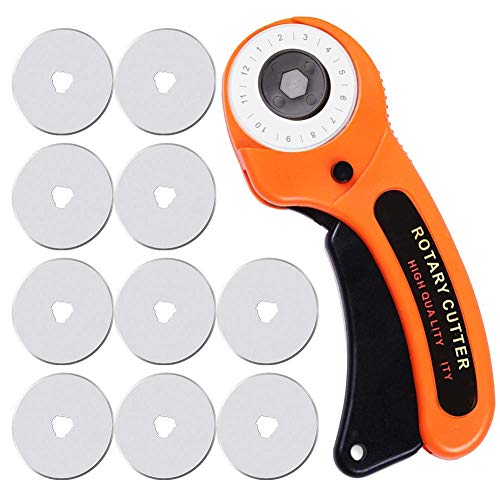 Rotary Cutter, Professional 45mm Rotary Fabric Cutter, Rotary Cutter for Fabric, Rotary Cutter Replacement Blades, Card Paper Sewing Quilting Roller Fabric Cutting Tailor Scissors Tool Dress Clothes M