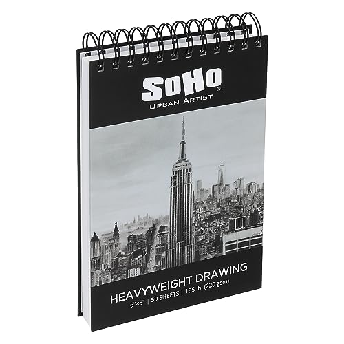 SoHo Urban Artist Hardcover Drawing Pad 6x8-135 lb. (220gsm), 50 Sheets, Drawing Paper Pads for Artists, Travel, Illustrations, & More - size: 6"x8"