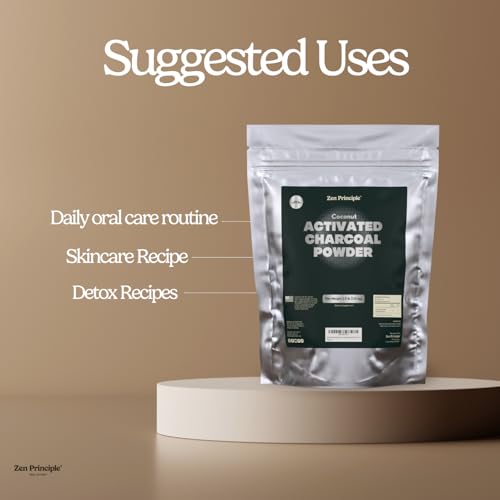 Zen Principle Coconut Activated Charcoal Powder. Whitens Teeth, Rejuvenates Skin and Hair, Supports Better Digestion. USA-Owned Producers, 2.5 lb - size: 40 Ounce (Pack of 1)