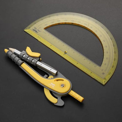 Mr. Pen- Geometry Compass and Protractor Set, 6 Inch Compass - color: Yellow, size: 1 Set