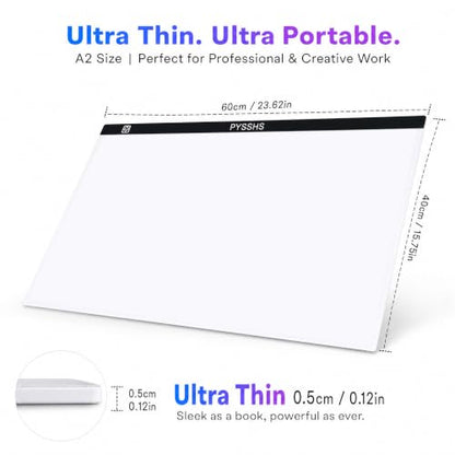 Large A2 LED Light Pad for Diamond Art Painting & Tracing, USB-Powered Light Board with 3 Brightness Levels - Includes Clips & Painting DIY Tools Kit - size: A2 (Light Pad)