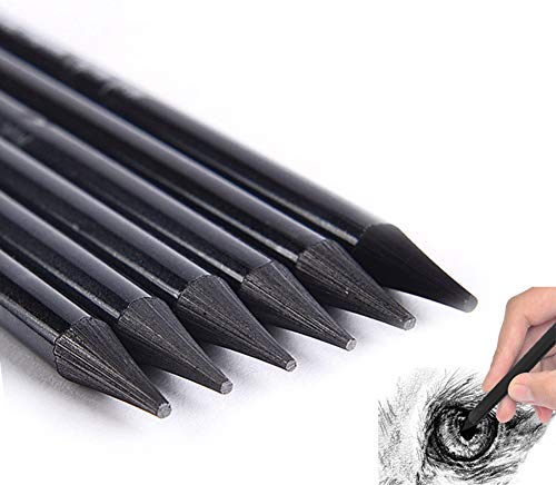 6 Pack Woodless Black Graphite Pencils Set Assorted HB 2B 4B 6B 8B EE Black Soft Sketch Pencils Drawing Set Art Painting Supplies Pencils for Drawing, Sketching Black Pencils for Beginners & Artists - color: 6pcs-Black Charcoal Pencils