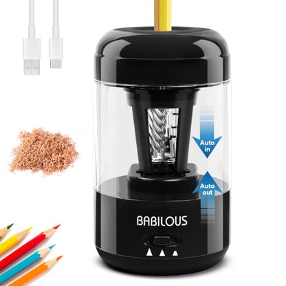 Babilous Rechargeable Electric Pencil Sharpener with Auto Feed & Auto Eject - color: Black