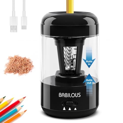 Babilous Rechargeable Electric Pencil Sharpener with Auto Feed & Auto Eject - color: Black
