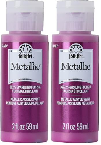 FolkArt Metallic Acrylic Craft Paint, Sparkling Fuschia 2 fl oz Premium Metallic Finish Paint, Perfect For Easy To Apply DIY Arts And Crafts, 36272 (Pack of 2) - color: Sparkling Fuchsia, size: 2 Fl Oz (Pack of 2)