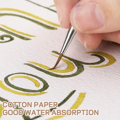 50 Sheets Watercolor Paper 9 x 12 in, 300 GSM, Deckle Edge, Ivory - size: 9 x 12inch