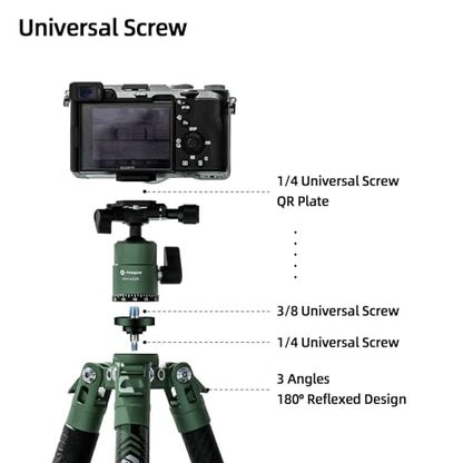 Fotopro 62 Inch Carbon Fiber Tripod for Camera Ultralight Travel Camera Tripod Max Loads Up 22lbs X-Aircross 3 Green - color: Green