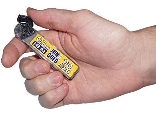 June Gold 0.7 mm, 440 Lead Refills, HB #2, 4 Dispensers/w 110 Pieces Each | Medium Thickness, Break Resistant Graphite, Elegant Dispensing Mechanism - color: Hb Graphite, style: 0.7 mm