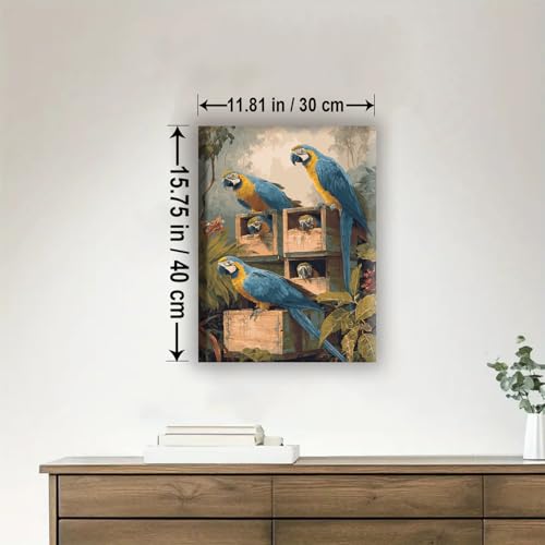 Aeontinity Colorful Macaws Animal Framed Canvas DIY Paint by Numbers Kit Bar Cafe Cave Home Room Wall Bathroom Porch Patio Decor Gift, 16 x 12 Inch - color: COLORFUL MACAWS