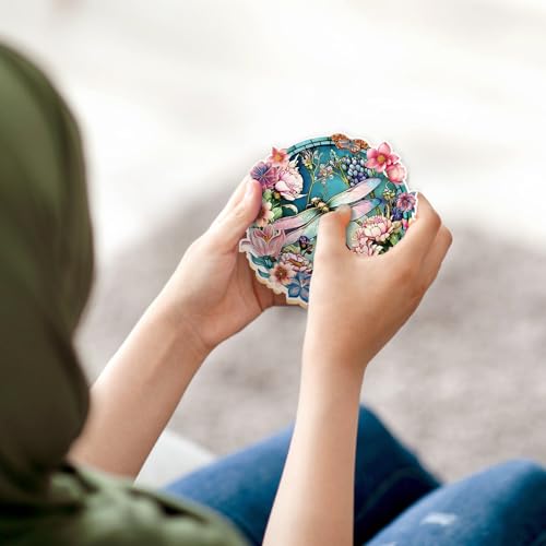 Dragonfly Diamond Art Coasters - 8 PCS DIY Colorful Flower Glass Diamond Painting Kits Special Shaped Non Slip Drink Coaster with Holder Art Craft Supplies Birthday Gift for Beginner Adult - color: Dragonfly