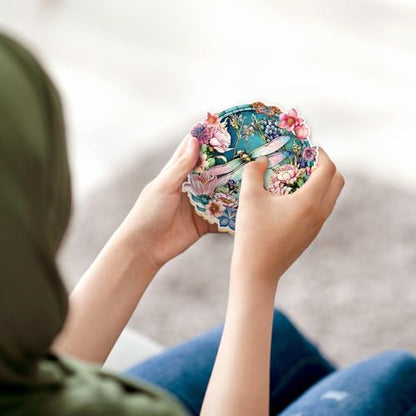 Dragonfly Diamond Art Coasters - 8 PCS DIY Colorful Flower Glass Diamond Painting Kits Special Shaped Non Slip Drink Coaster with Holder Art Craft Supplies Birthday Gift for Beginner Adult - color: Dragonfly