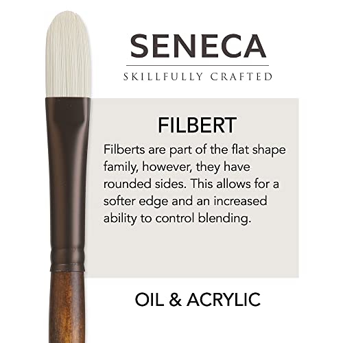 Seneca Series 1700 Filbert Brush Size 00 – Premium Vegan Synthetic Paintbrush for Acrylic, Oil & Water-Mixable Oils - size: 00