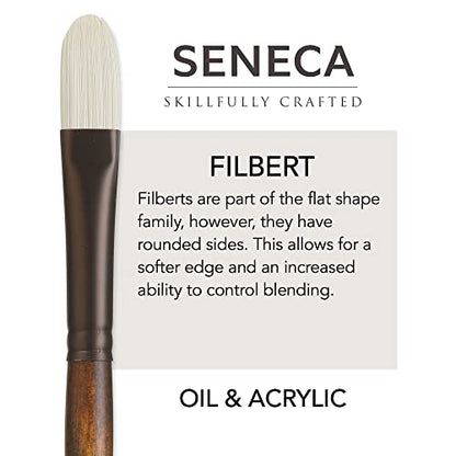 Willow Wolfe Seneca Series 1700 Filbert Brush Size 10, Premium Vegan Synthetic Paintbrush for Acrylic, Oil & Water-Mixable Oils - size: 10