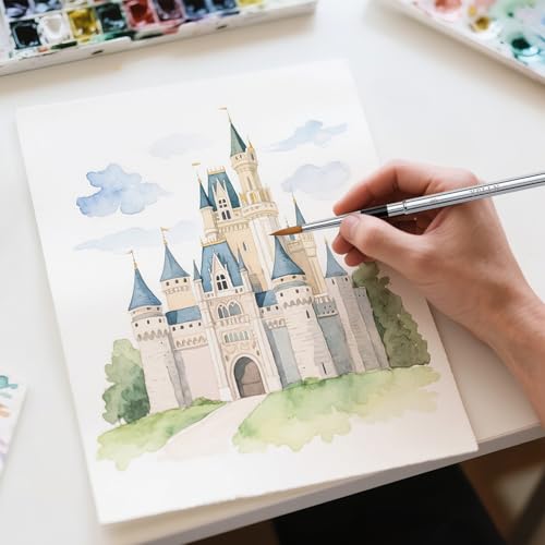 Travel Watercolor Brushes, 3pcs Watercolor Travel Brushes with Leather Pouch - Fine Point Rounds Dagger Flat for Watercolor Gouache Ink Painting - size: 3