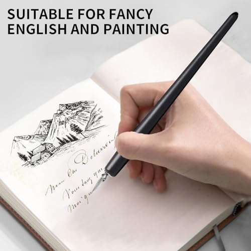 FEATTY Dip Pen for Drawing with ink - Antique Wooden Calligraphy Kits for beginners with 6 Replaceable Nibs