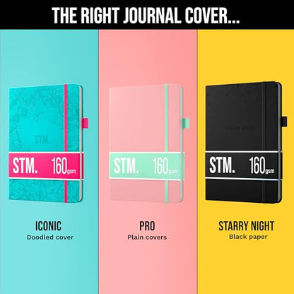 Bullet Dotted Journal Dot Grid Notebook | A5 Daily Journaling Notebooks for Personal Writing, Work, Women | 120gsm Thick Paper, Hard cover, Lay Flat Binding | 5x7 Journals Cuaderno Libretas de apuntes - color: White, style: Iconic (120gsm)