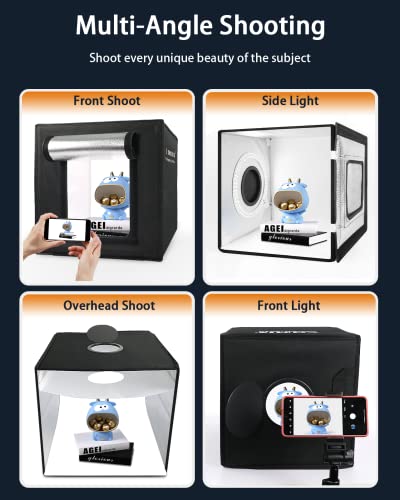 Light Box Photography, 12"x12" Photo Booth Box with 120 LED Lights Dimmable & CRI＞95, Portable Lightbox with 8 Backdrops for Mini Product Photography: Jewelry, Cards, Watches - size: 12*12 inch