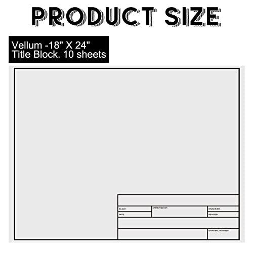 Geyee 10 Sheets Architectural Vellum Paper 18" x 24" Drafting Vellum Tracing White Translucent Drafting Paper Rag with Border and Title Block for Drawing Sketching Architecture Building