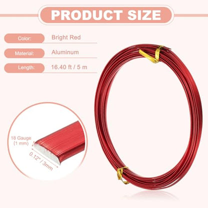 uxcell 18 Gauge Flat Aluminum Wire, 16.40 ft 3mm Wide Aluminum Crafts Wire for Flower Bonsai Crafts Carving DIY Bezel Sculpting Gem Metal Wrap, Bright Red - color: Bright Red, size: 3mm