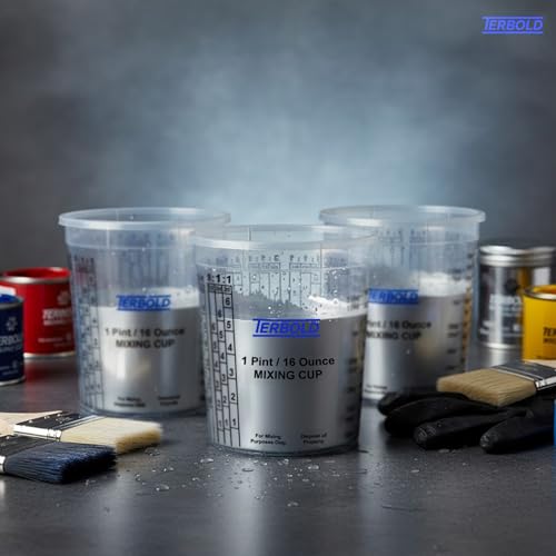 Terbold Paint Mixing Cups 16oz (12 Pack) | Disposable Plastic Measuring Cups for Epoxy Resin & Automotive Paint - size: 16oz