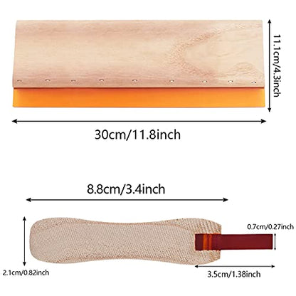 Screen Printing Squeegee, 75 Durometer Wooden Scraper Rubberwood Silk Print, for Printmaking Print Ink Machine 11.8 inch - size: 11.8inch
