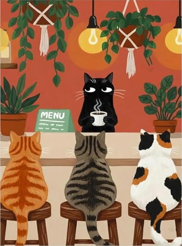 Black Cat Diamond Art Kits for Adults Diamond Painting Kit for Beginner | Bathroom Animal 5D Funny DIY Diamond Dots Full Drill Crafts for Gem Art Dot Art for Adults Home Wall Decor for Teens 12x16 in - color: DP03847