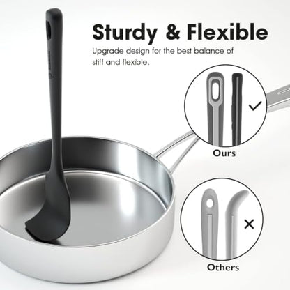 ChefAide 4 Pieces Silicone Spatula Set, Food Grade Rubber Spatula, Upgrade Strong Handle with Ergonomic Grip, Heat Resistant Up to 600°F for Nonstick Cookware, Cooking Baking Mixing, Black (SP4) - color: Black, size: 4 pieces