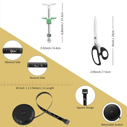 30 Pcs Rotary Cutter Set - 45mm Rotary Cutter Kit with A3 Cutting Mat, Fabric Scissors 3 Replacement Blades, 2 Quilting Rulers, Sewing Clips - Perfect for Fabric Cutting, Patchwork,Quilting,Sewing