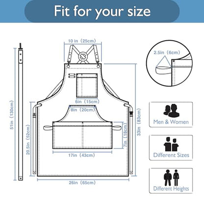 Kitchen Apron, Work Apron, Canvas Apron, SkyBlue - color: Skyblue