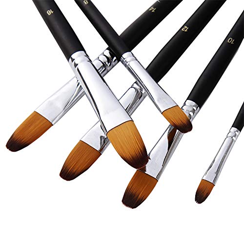 Artist Paint Brushes Set,9 Pcs Professional Filbert Brushes for Acrylic Oil Watercolor Gouache Painting Kits with Long Handle Nylon Hair Black - size: Filbert Black