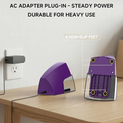 Electric Pencil Sharpener for 6 to 8 mm Pencils Helical Blade Fast 4 Second Sharpening Large Shavings Bin Non Slip Feet Safe Design for Classroom Office and Home Purple(S1131) - color: Purple