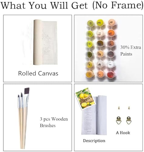 ZRIZQ Landscape Paint by Numbers Kit for Adults Beginner,Lemon,16x20 | Full set with wooden brushes,rolled canvas,rich paints.Calming activity.Beginner friendly.Just open and paint. - color: 16"X20"Rolled Canvas(Frameless)-Landscape 16