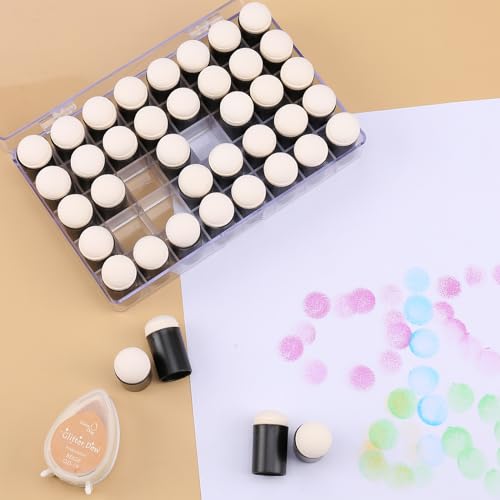 40 Pieces Sponge Daubers W/Storage Case - Great for Applying Ink, Chalk, Paint, and More to Your Projects - Fits Over The Finger and Makes Blending Accuracy Easier - color: Black