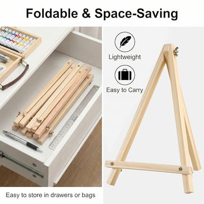 8 Pack Tabletop Wooden Easels, 11.8 in Adjustable Foldable Art Stand | Compact Folding Design, Adjustable Angle, For Kids, Students, Displays, Photos, Crafts And Small Canvas