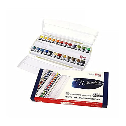 Watercolor Paint Set Rosa Gallery 24 full pans, Plastic case, Extra fine professional watercolours