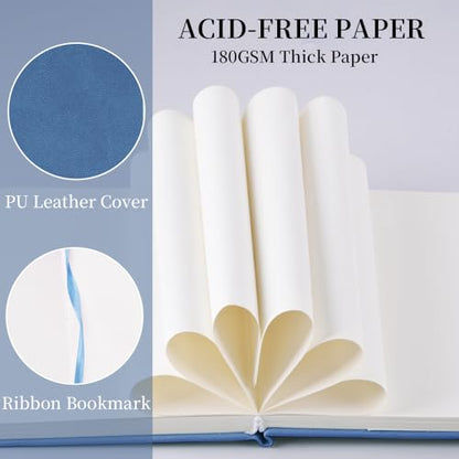 5.7x4.1" Hardcover Mixed Media sketchbook,Pocket Junk Journal Supplies - color: PU Cover-5.7x4.1in-Dark Blue