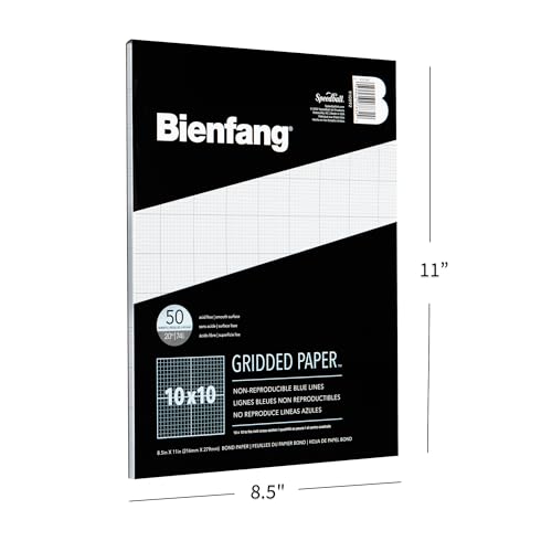Bienfang Designer Grid Graph Paper Pad, 10x10 Cross Section, 8.5 x 11 Inches, 50 Sheets - color: 10x10 Cross Section, size: 8.5 x 11