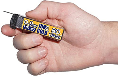 June Gold 0.9 mm, 320 Lead Refills, HB #2, 4 Dispensers/w 80 Pieces Each | Bold Thickness, Break Resistant Graphite, Elegant Dispensing Mechanism, 1.0 mm Compatible - color: Hb Graphite, style: 0.9 mm