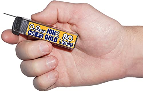 June Gold 0.9 mm, 320 Lead Refills, HB #2, 4 Dispensers/w 80 Pieces Each | Bold Thickness, Break Resistant Graphite, Elegant Dispensing Mechanism, 1.0 mm Compatible - color: Hb Graphite, style: 0.9 mm
