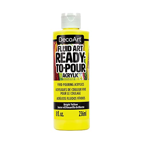 Deco Art DecoArt FluidArt Ready-To-Pour Acrylic Paint 8oz-Bright Yellow - color: Bright Yellow