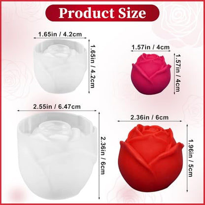 Rose Candles Molds, Set of 2 Large Small 3D Rose Flower Molds - color: 2pcs Rose Flower Molds