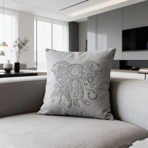 TIAMECH A4 Reusable Elephant Stencil for Painting | Mandala Elephant with Big Ears for Totem Layering Template, DIY Wall Art, Wood Furniture, Scrapbook & Crafts (8.3x11.7inch) - style: Mandala Elephant