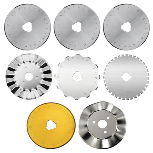 8pack Rotary Cutter Blades for Fabric Leather, 45mm/1.77inch 5 Edge Type Rotary Replacement Blades Kits with Box Rotary Knife Quilting Supplies for Arts Crafts Scrapbooking Sewing Cutting Paper - color: Set 2 - 8pack